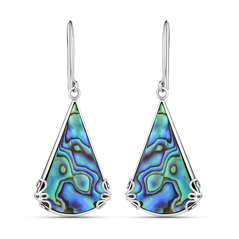 Sterling Silver Pear Shaped Abalone Earrings